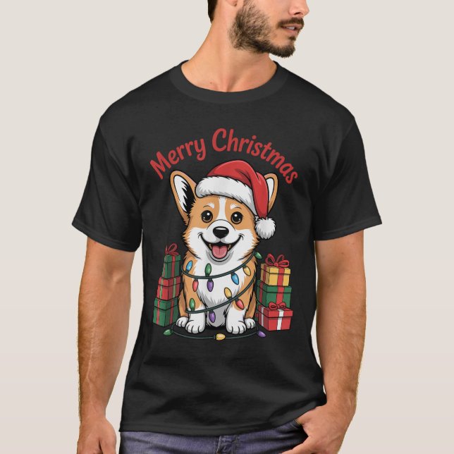 Niedlich Pembroke Welsh Corgi Weihnachts Funny Dog T-Shirt (Vorderseite)