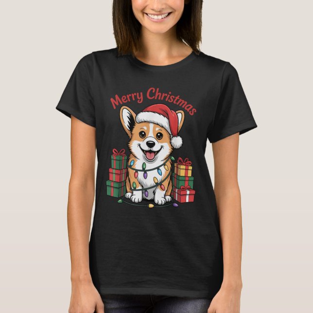 Niedlich Pembroke Welsh Corgi Weihnachts Funny Dog T-Shirt (Vorderseite)