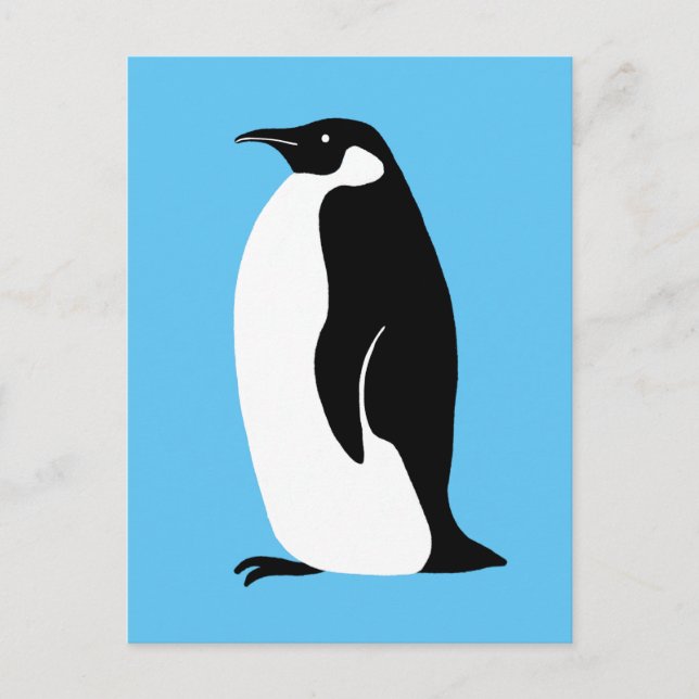Niedlich Penguin Aqua Schwarz-weiß Postkarte (Vorderseite)