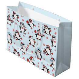 Niedlich Penguin Blauer Weihnachten Große Geschenktüte