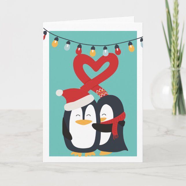 Niedlich Penguin Couple Personalisiert Weihnachten (Vorderseite)