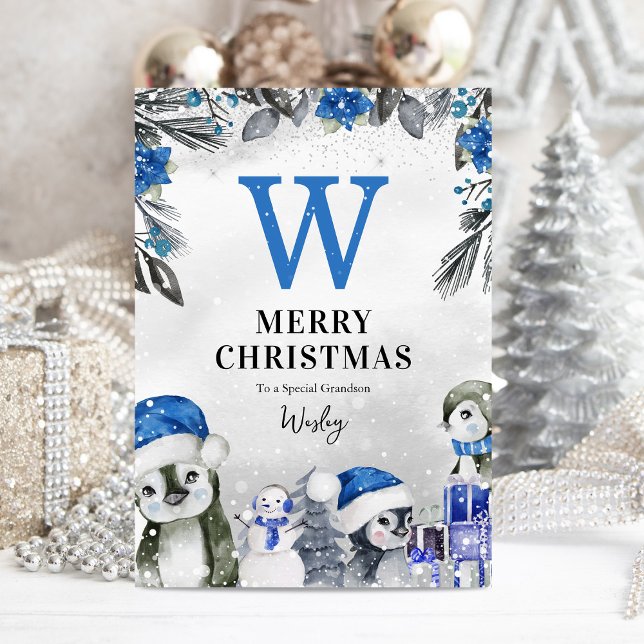 Niedlich Penguin Grandson Weihnachten Karte (Von Creator hochgeladen)