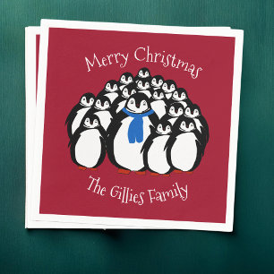Niedlich Penguin Personalisierte Weihnachten Napki Serviette