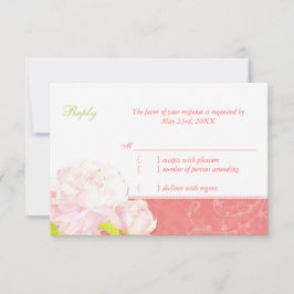 Niedlich Peony Spring Coral Wedding RSVP Karte