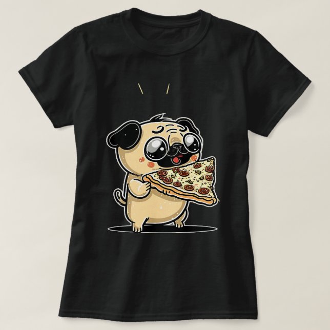 Niedlich Pepperoni Pizza Mops Calzone Dog Fast Foo T-Shirt (Design vorne)