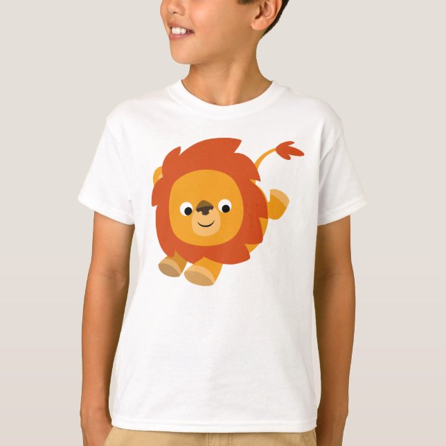 Niedlich Perky Cartoon Lion Children T - Shirts (Vorderseite)