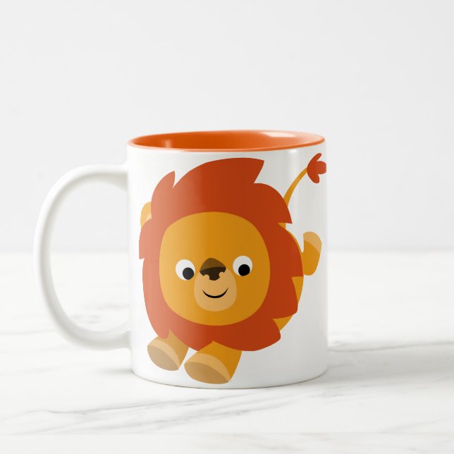 Niedlich Perky Cartoon Lion Tasse (Links)