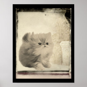 Niedlich Persian Kitten Vintag Look Poster