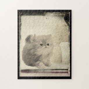 Niedlich Persian Kitten Vintag Look Puzzle