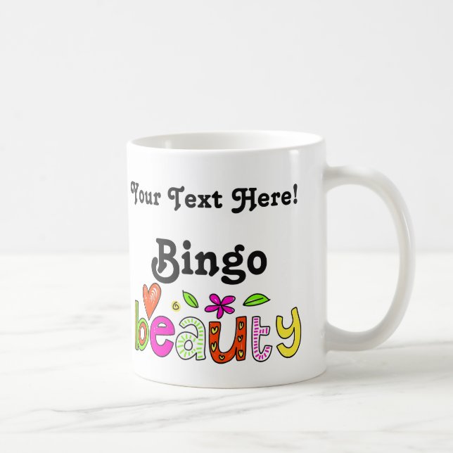 Niedlich personalisieren Moderne Bingo Beauty Girl Kaffeetasse (Rechts)