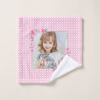 Niedlich Personalisiert ein Foto Rosa Waschlappen
