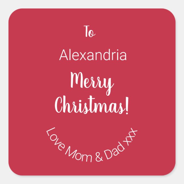 Niedlich Personalisiert frohe Weihnachten von Mama Quadratischer Aufkleber (Vorderseite)