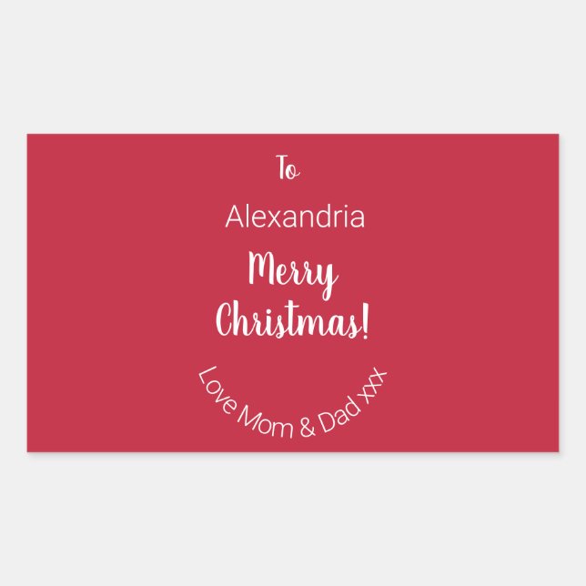 Niedlich Personalisiert frohe Weihnachten von Mama Rechteckiger Aufkleber (Vorderseite)