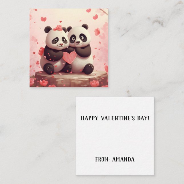 Niedlich Personalisiert Panda Valentine Mitteilungskarte (Vorne/Hinten)