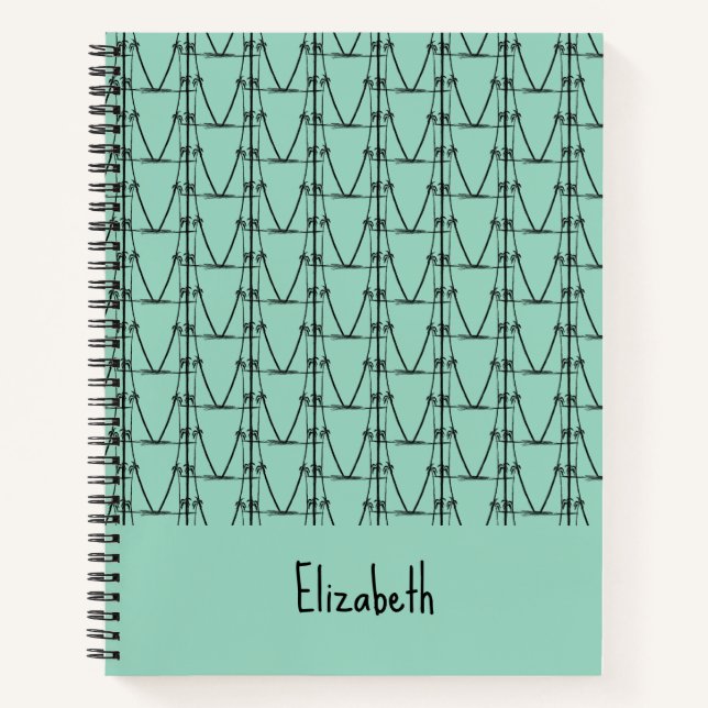 Niedlich, Personalisiert, Silhouette Kokospalmen Notizbuch (Vorderseite)