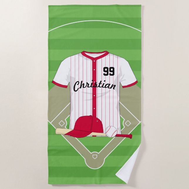 Niedlich Personalisierter Baseball Strandtuch (Vorderseite)