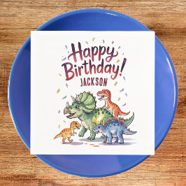 Niedlich Personalisierter Dinosaurier Geburtstag Serviette