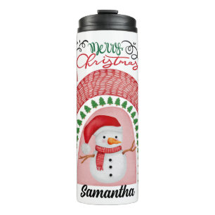 Niedlich Personalisierter Frohe Weihnachtsschneema Thermosbecher