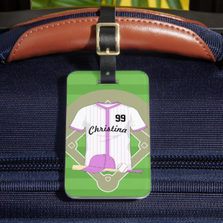 Niedlich Personalisiertes Baseball-Rosa Gepäckanhänger