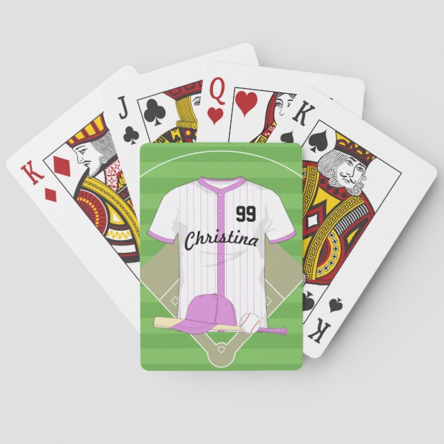 Niedlich Personalisiertes Baseball-Rosa Spielkarten (Rückseite)