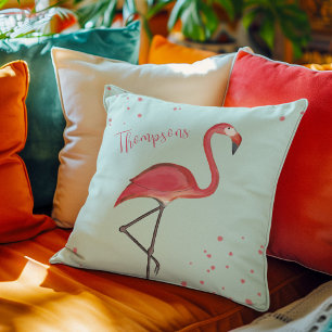 Niedlich Personalisiertes tropisches Rosa Flamingo Kissen
