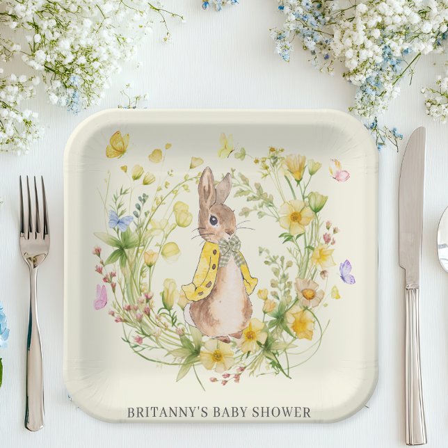 Niedlich Peter Rabbit Yellow Wildblume Kinderdusch Pappteller (Von Creator hochgeladen)
