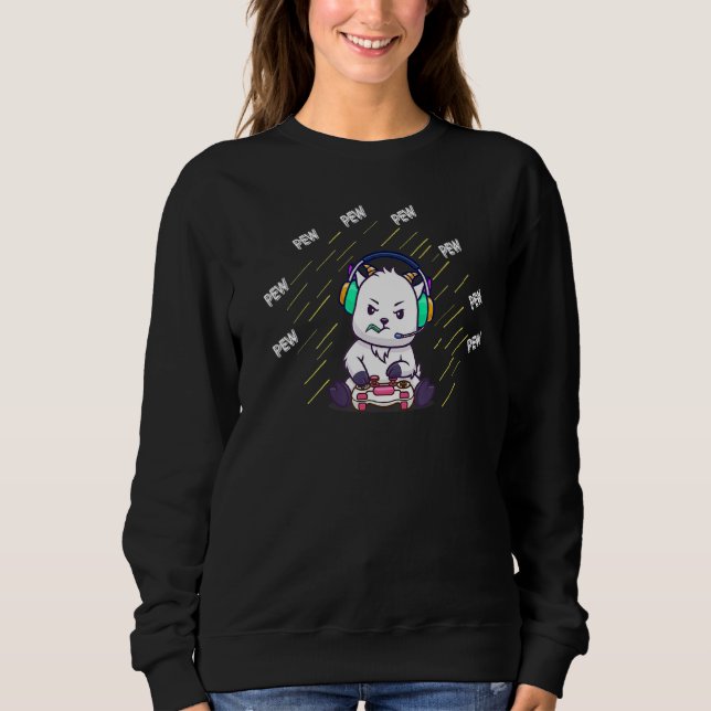 Niedlich Pew Gamer Sloth Gaming Gamers Sweatshirt (Vorderseite)