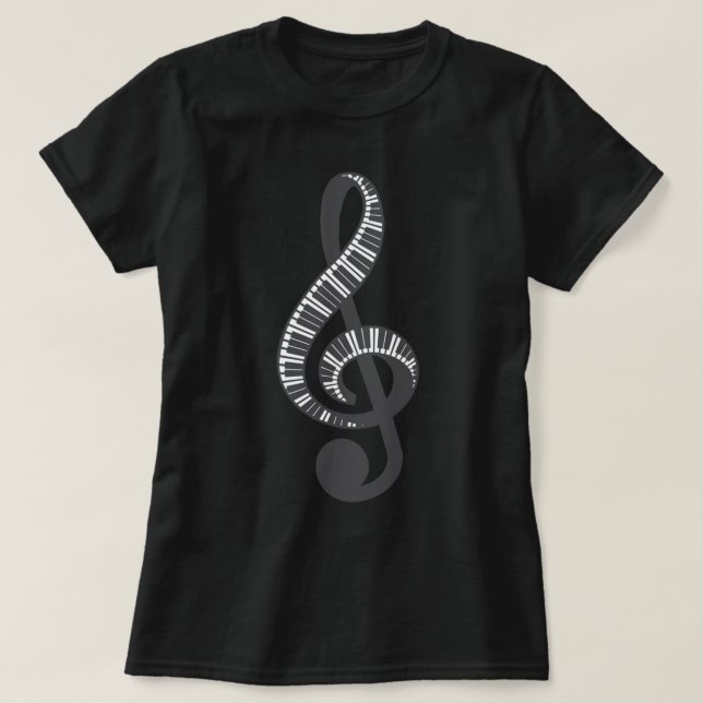Niedlich Piano Keyboard Treble Clef Musiknote Musi T-Shirt (Design vorne)