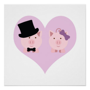 Niedlich Pig Couple Poster