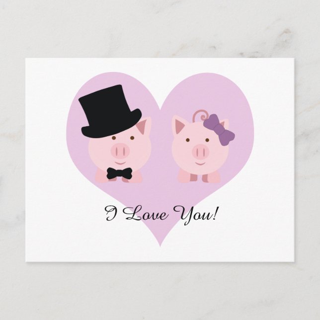 Niedlich Pig Couple Postkarte (Vorderseite)
