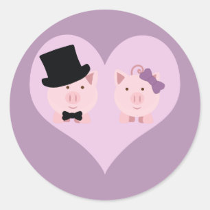 Niedlich Pig Couple Runder Aufkleber