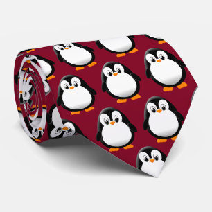 Niedlich Pinguin Cartoon Burgundy Krawatte