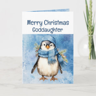Niedlich Pinguin Fun Animal Godtochter Weihnachten Karte