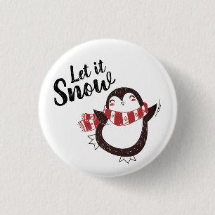Niedlich Pinguin Let it Snow Weihnachten Button