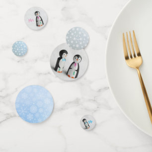 Niedlich Pinguin Mr. & Mrs. Winter Wedding Konfetti
