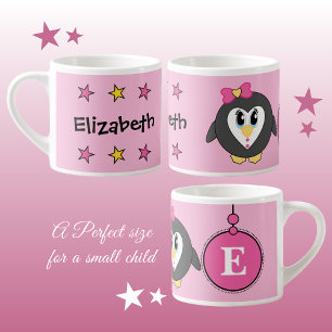 Niedlich Pinguin pinkgelb mit Sternenkind Espressotasse