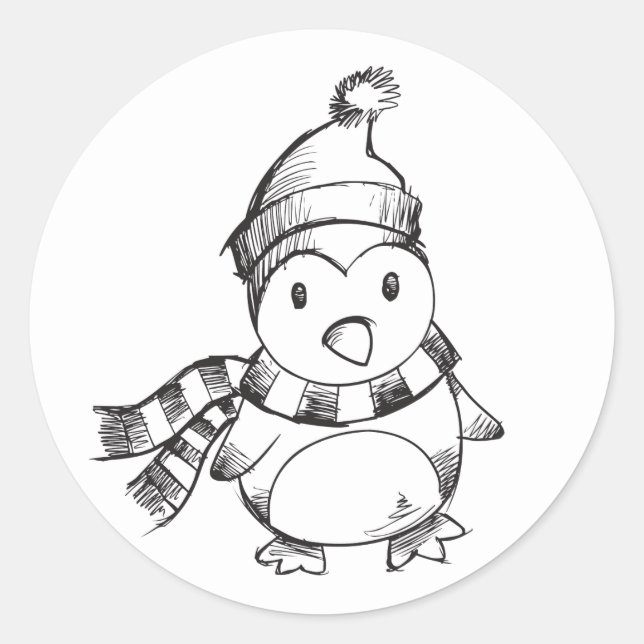Niedlich Pinguin Runder Aufkleber (Vorderseite)