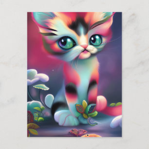Niedlich Pink AI-Katze Postkarte