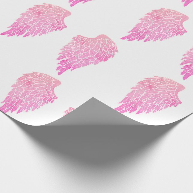 Niedlich Pink Angel Wings Geschenkpapier (Ecke)