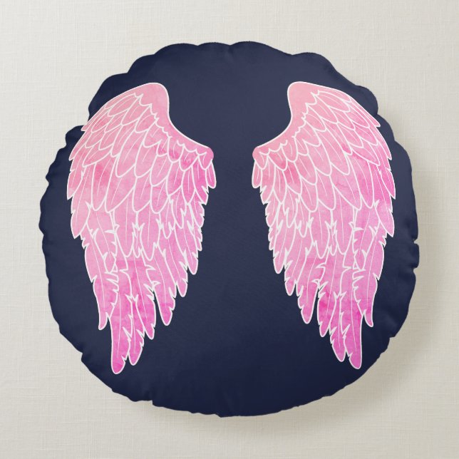 Niedlich Pink Angel Wings Rundes Kissen (Vorderseite)