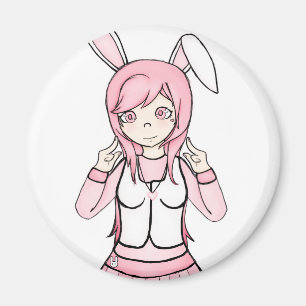 Niedlich Pink Anime Bunny Girl Magnet