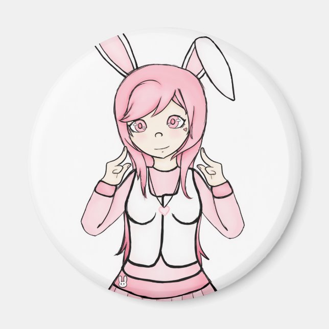 Niedlich Pink Anime Bunny Girl Magnet (Vorne)
