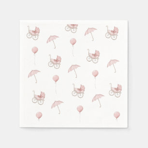Niedlich Pink Baby Buggy Babydusche Serviette