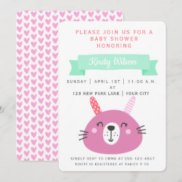 Niedlich Pink Baby Bunny | Babydusche Einladung