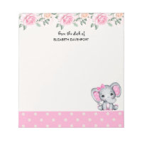 Niedlich-Pink-Baby-Elefant und Rose-Grenze