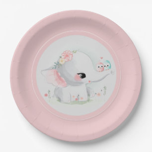 Niedlich Pink Baby Elephant Paper Teller