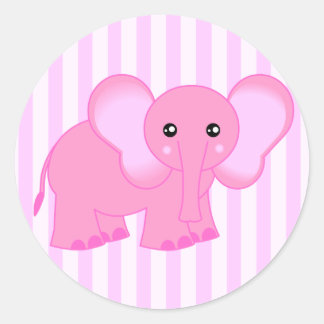 Niedlich Pink Baby Elephant Striping Stickers