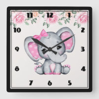 Niedlich Pink Baby Elephant und Rose Grenze