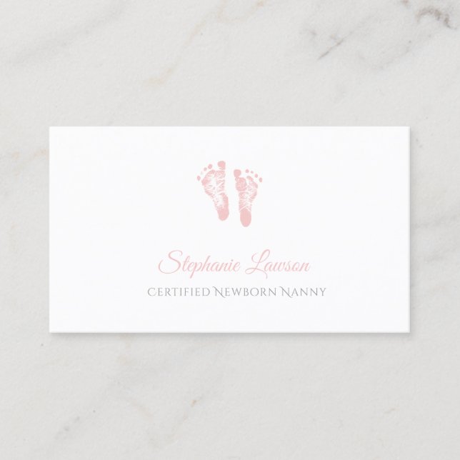 Niedlich Pink Baby Footprints Certified Newborn Na Visitenkarte