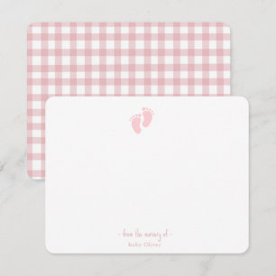 Niedlich Pink Baby Fußabdruck Mädchen Kinderzimmer Dankeskarte